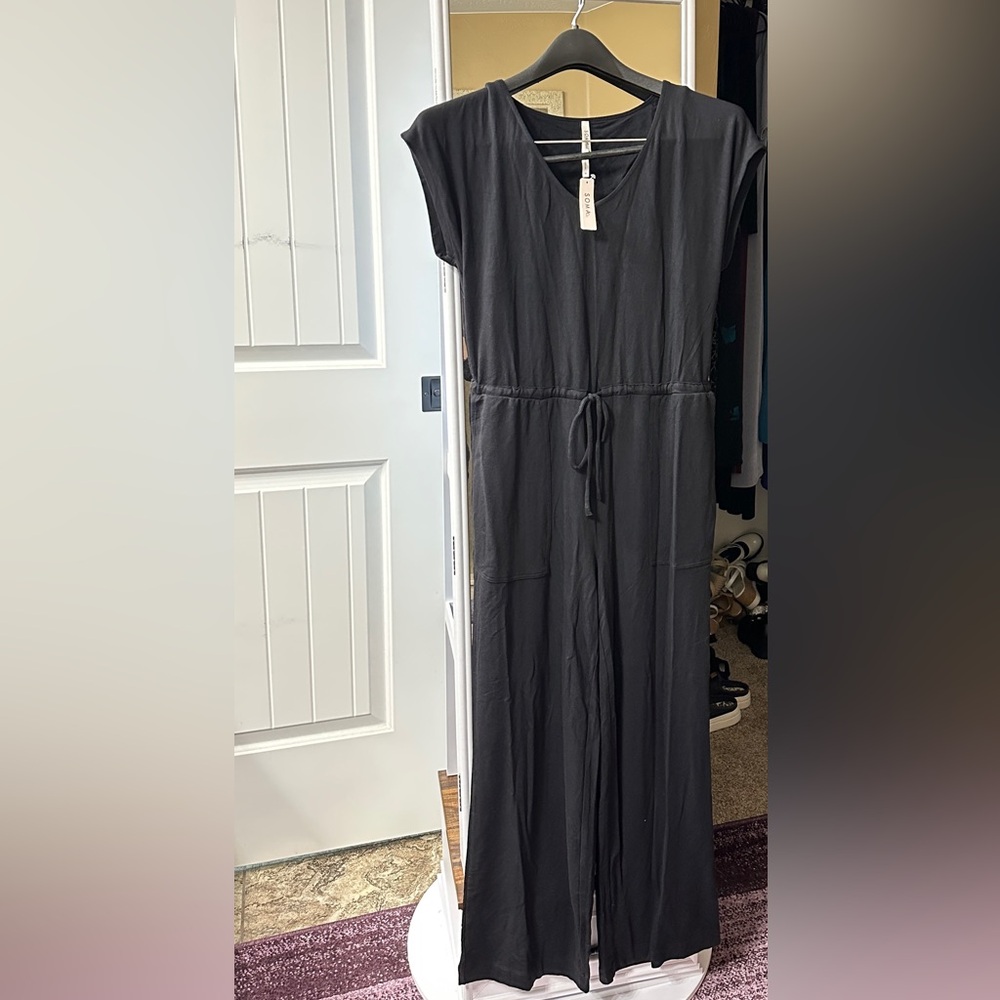 SOMA Black Knit Comfort Lounge/Sleep/Travel Jumpsuit Light Support & Pockets 🖤